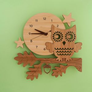 Đồng hồ treo tường gỗ hình con cú