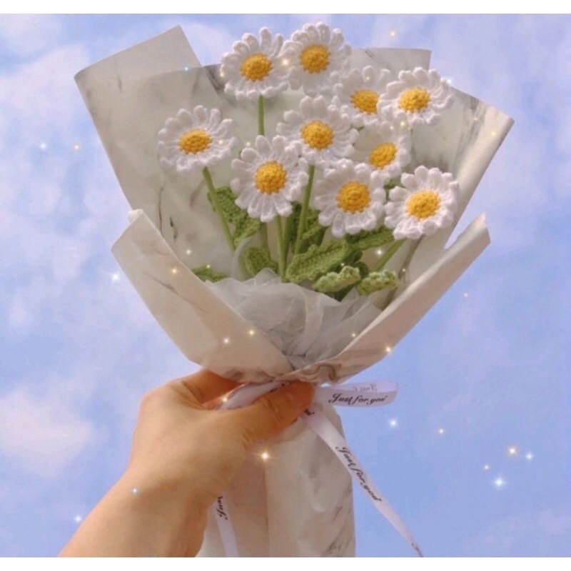 Hoa bằng len mini handmade dễ thương đồ trang trí quà tặng người thân đồng nghiệp bạn bè