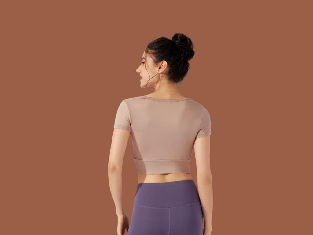 Áo thun thể thao  ngắn xoắn vải cắt xẻ