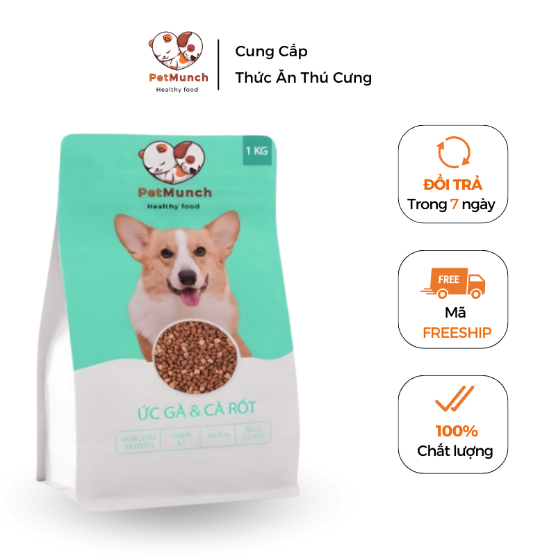 Thức ăn cho chó PetMunch vị Ức gà x Cà rốt 1kg