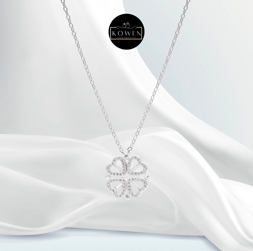 Dây chuyền bạc CDE Heart Four-Leaf Clover Silver Necklace