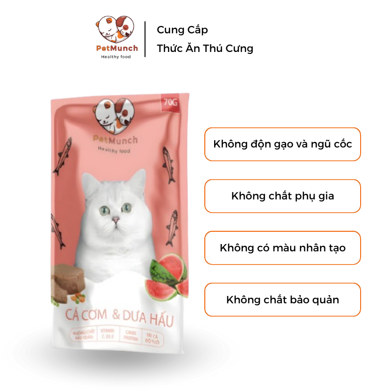 Thức ăn cho mèo PetMunch Pate Trái cây vị Cá cơm x Dưa hấu 70gr