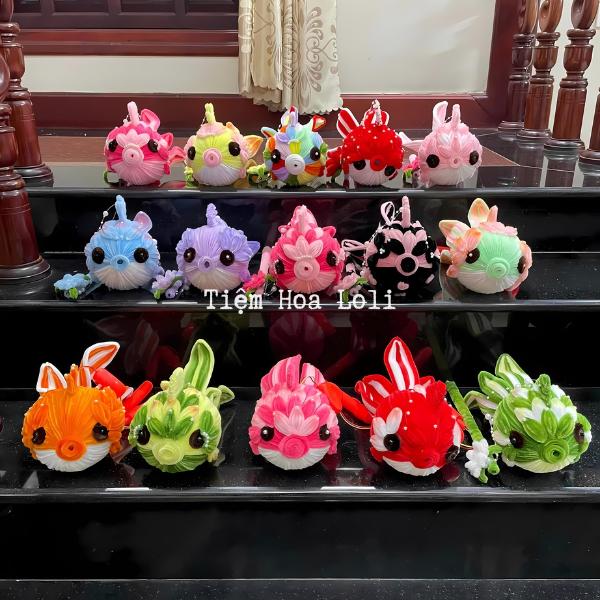 Lồng đèn cá chép bằng kẽm nhung có đèn led lấp lánh nhiều màu sắc