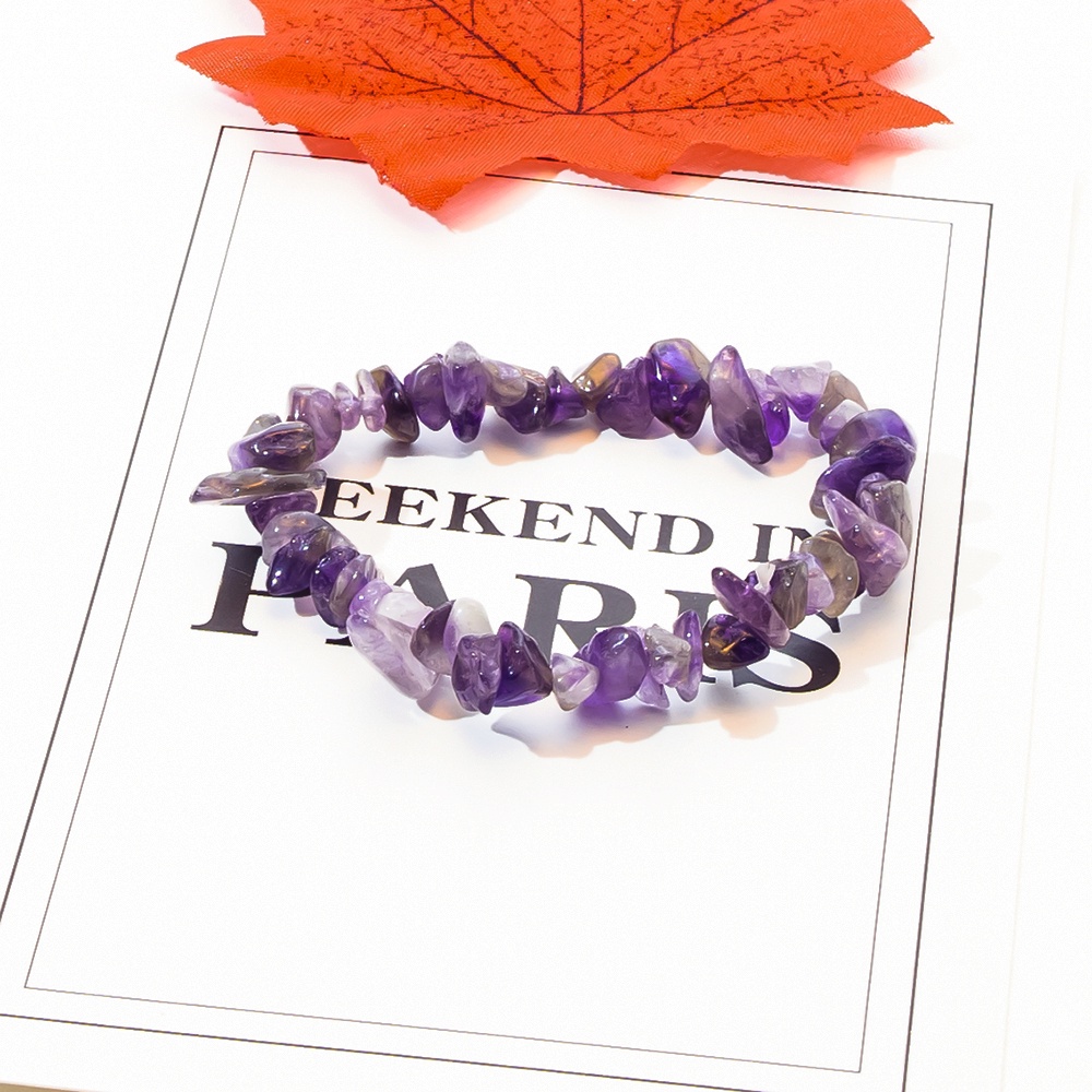 Vòng tay đá handmade thạch anh tím bầm pha trắng