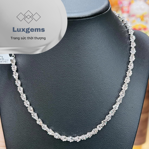 Dây chuyền lá xoắn cánh bướm Luxgems vàng Ý 18k750