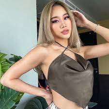 Fortee Áo Kiểu Vải Lụa Satin Hở Lưng Sexy