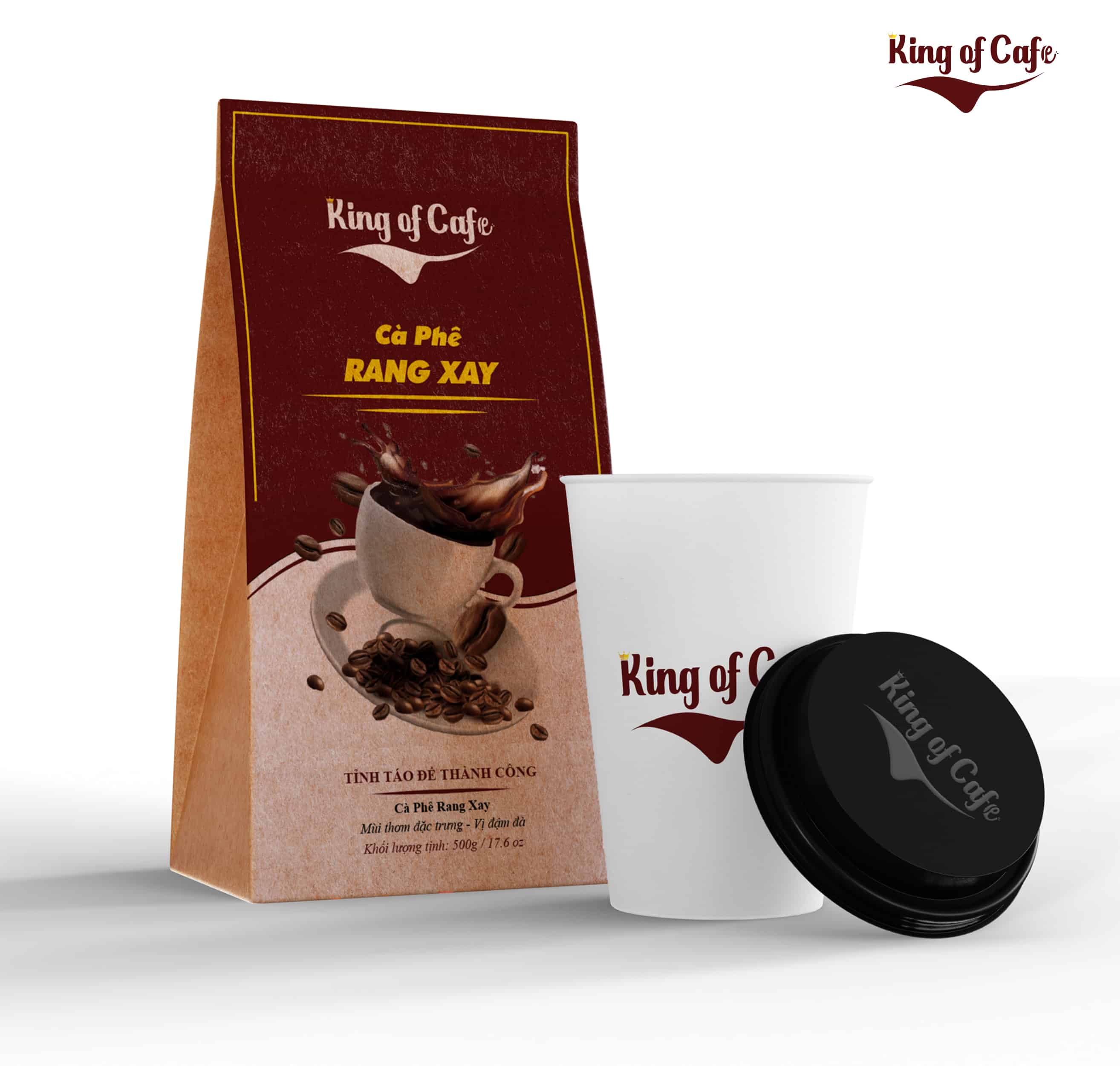 Combo cà phê rang xay King Of Cafe 500g + 1 Cốc nhựa giữ nhiệt