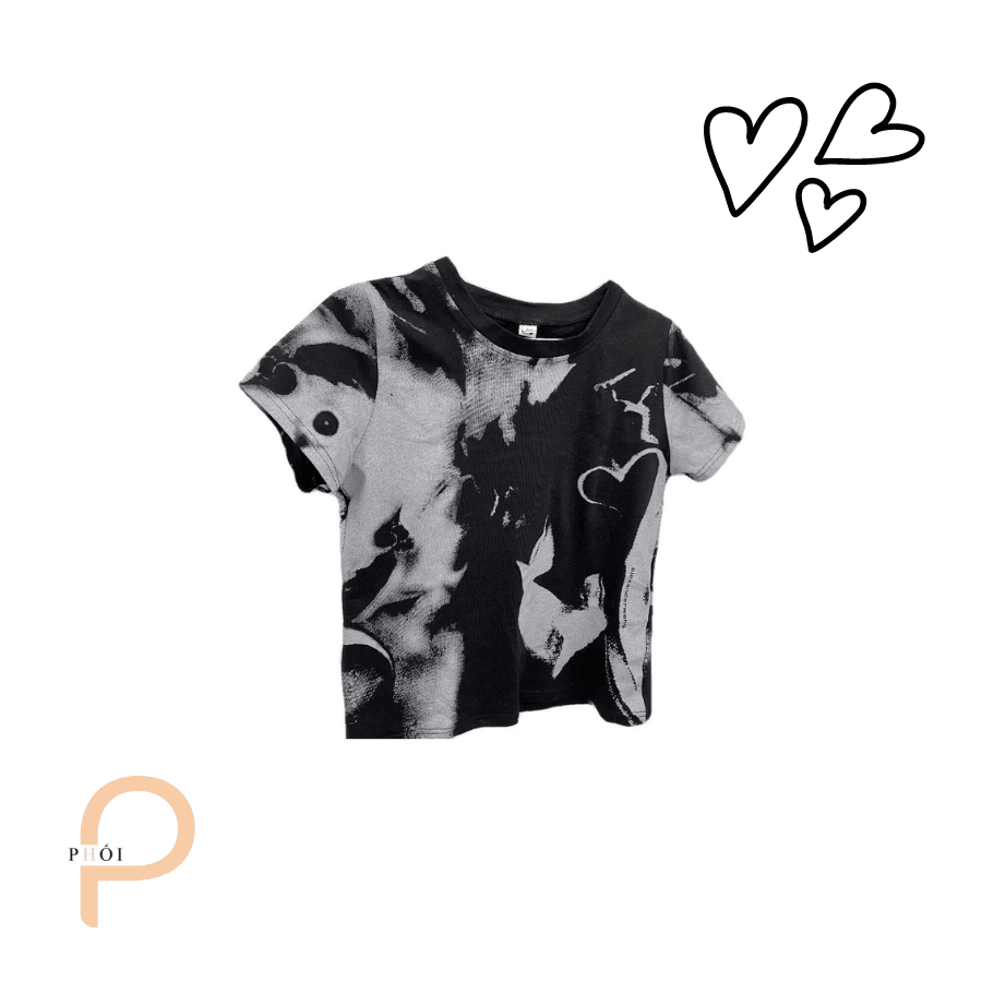 Áo Croptop Tay Ngắn Màu Nhuộm