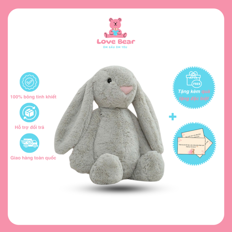 Gấu bông thỏ Jellycat tai dài siêu dễ thương nhiều màu sắc