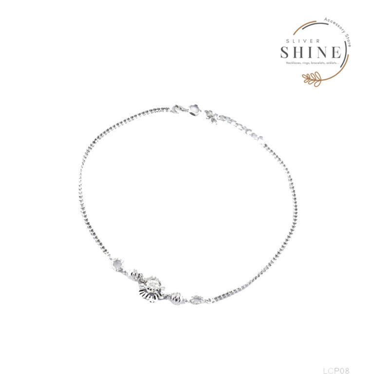 Lắc chân bạc dây xù lấp lánh