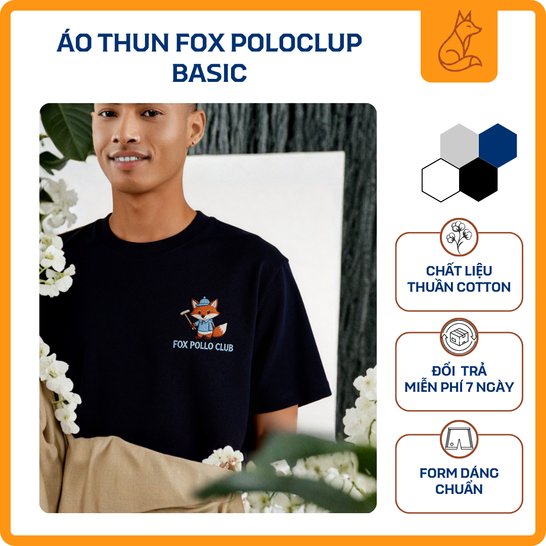 Áo Thun Cổ Tròn Nam Fox Polo Club – Màu Xanh Navy ATN007