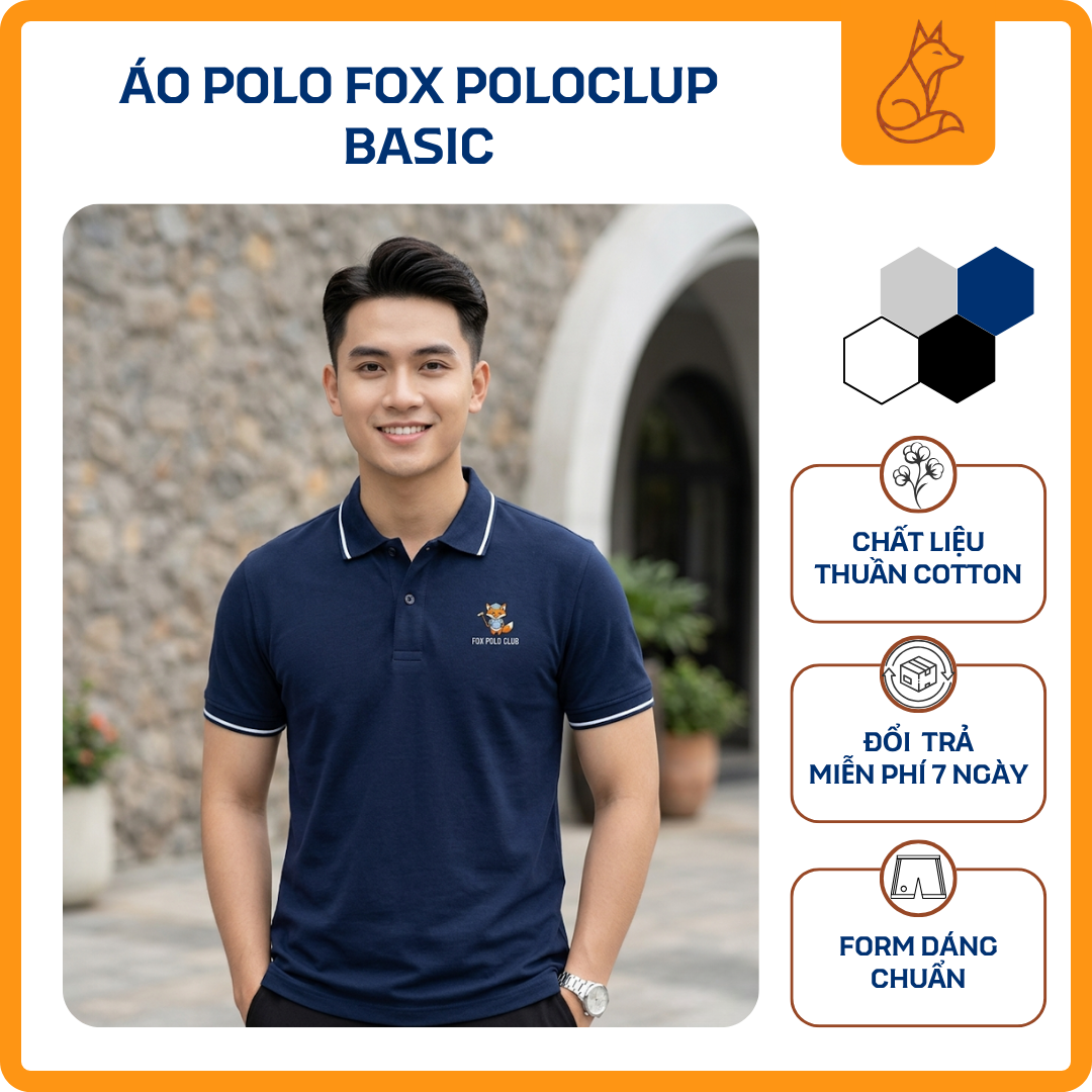 Áo Polo FOX POlOCLUP Basic Viền Cổ logo thương hiệu Co Giãn 2 Chiều Form Regular Fit