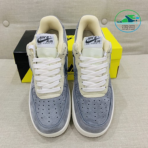 Nike Air Force 1 Da Lộn Xám Vạch Kem
