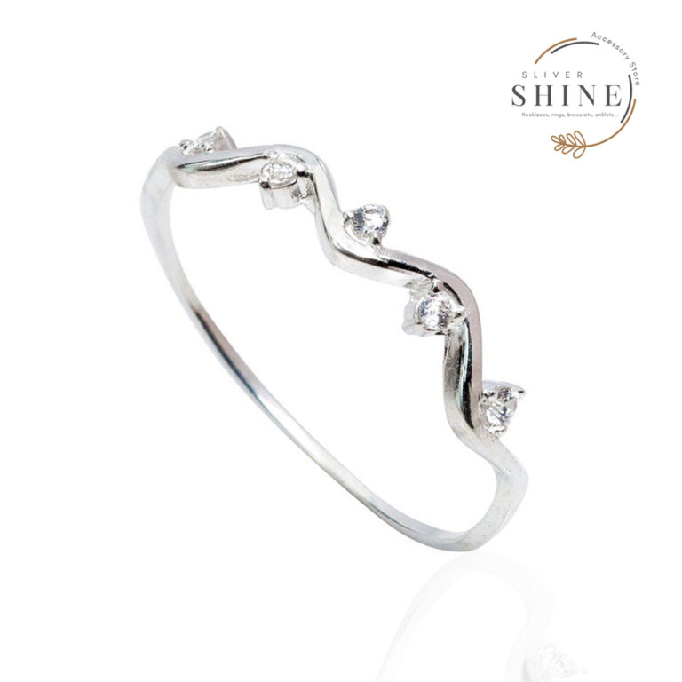 Nhẫn bạc sóng đính đá nhỏ