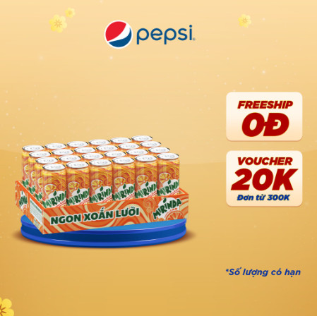 Thùng 24 Lon Nước Ngọt Có Gaz Mirinda Cam (320ml/lon)