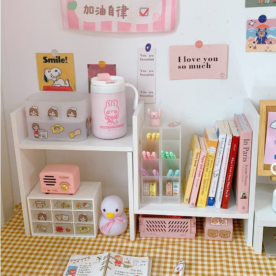 Kệ Sách Gỗ Để Bàn Lắp Ghép Đa Năng - Màu Trắng