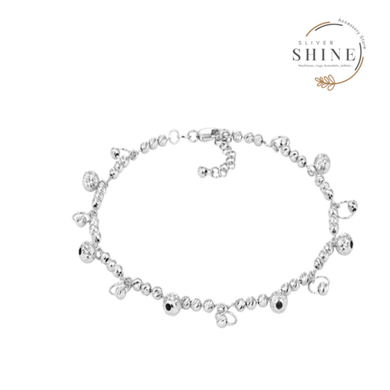 Lắc chân bạc hoa hồng đính đá