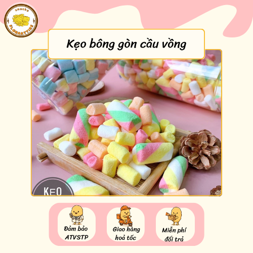 Kẹo Bông Gòn Cầu Vồng Đồ Ăn Vặt Floraattire Hộp 250gr