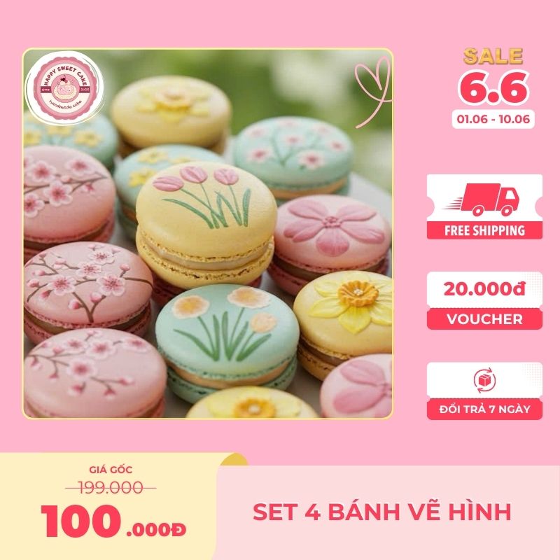 Set 4 bánh vẽ hình_Happy Sweet Cake