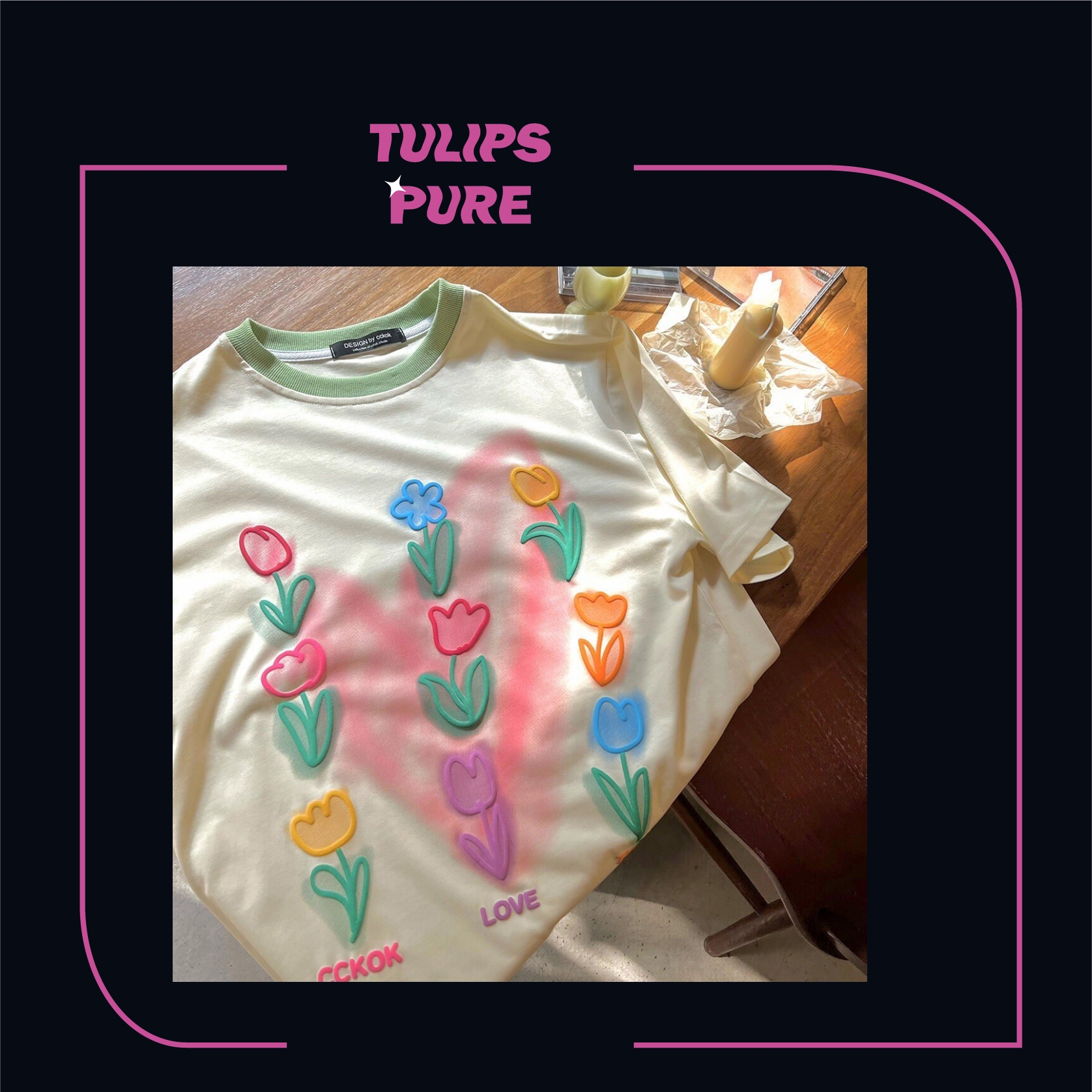 Áo thun Tulip Heart Pink Hot Trend