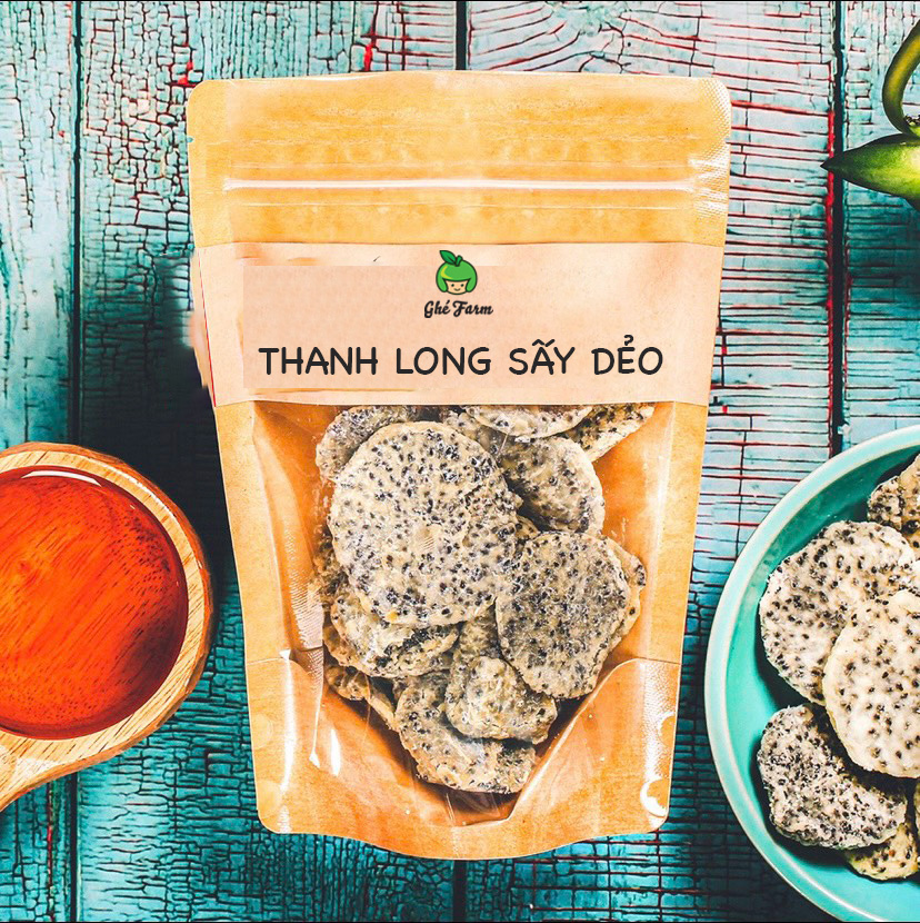 Thanh long sấy dẻo, 225g, bịch, mẫu kraft 1 mặt trong