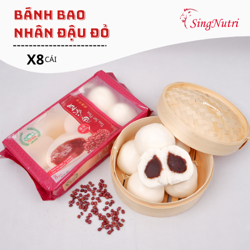 BÁNH BAO NGỌT NHÂN ĐẬU ĐỎ 1 Gói 8 Bánh 280G SingNutri