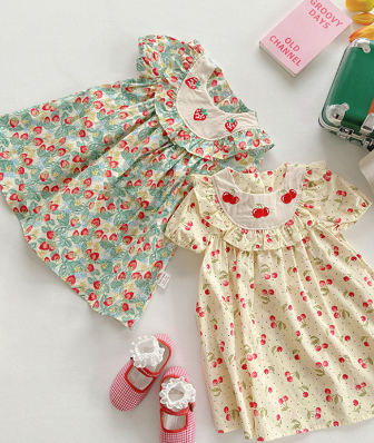 Váy bé gái Dâu tây Cherry theo phong cách Hàn Quốc
