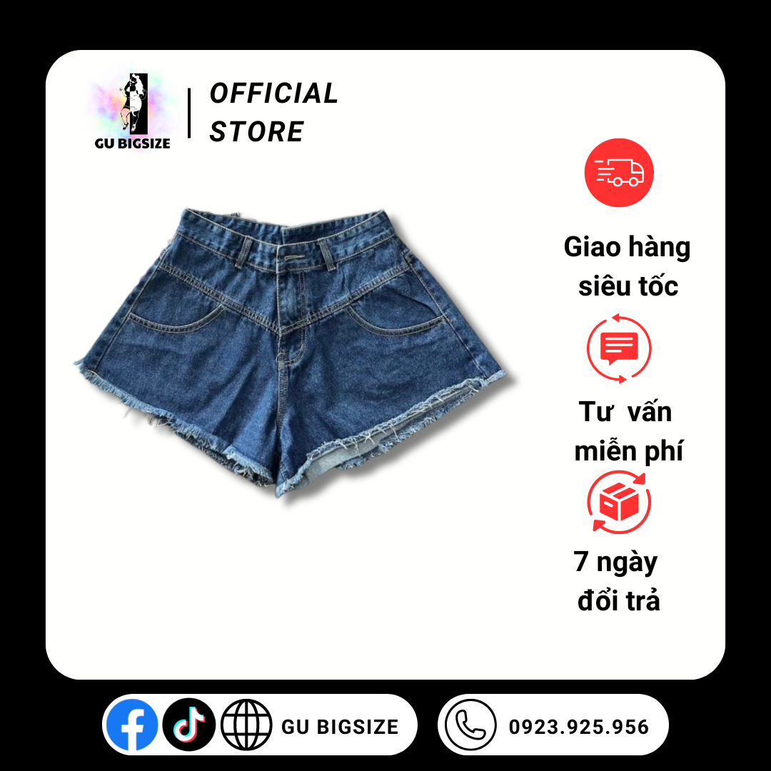 Quần short jean dáng xòe GU bigsize SJ1083