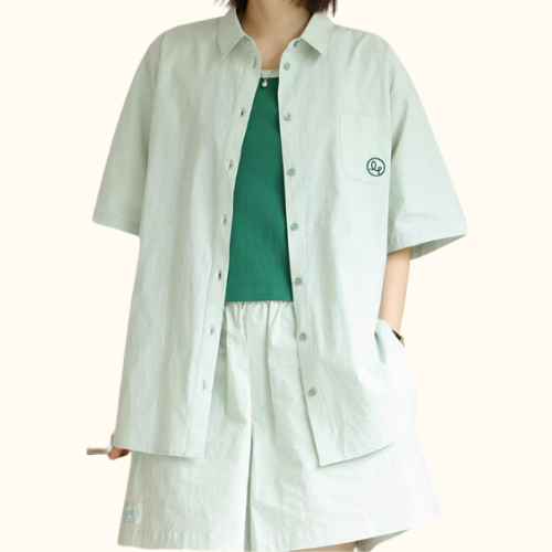 Set Bộ Áo Quần Sơ Mi Sọc Xanh Lá | Unnie Sơ Mi