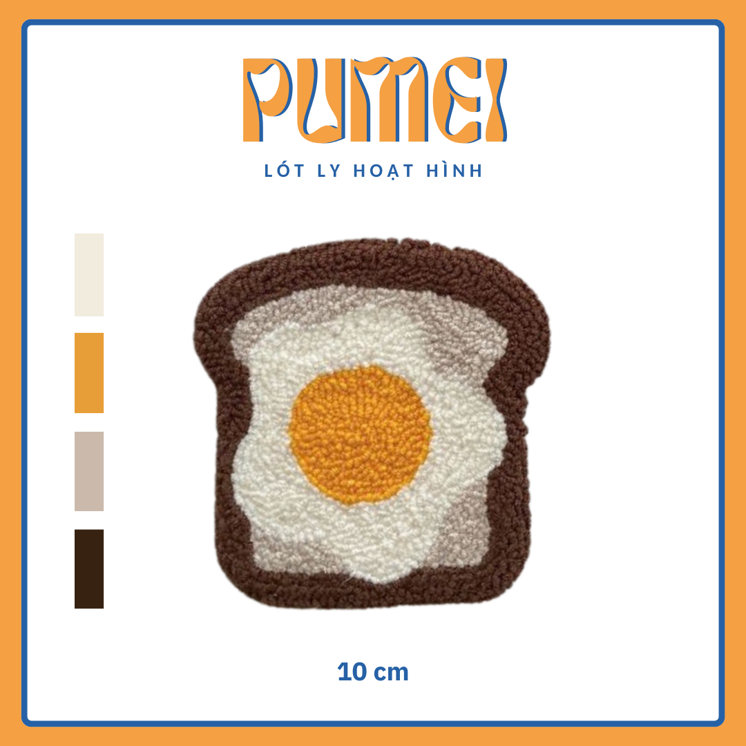 Lót ly decor hoạt hình bánh mì kẹp trứng