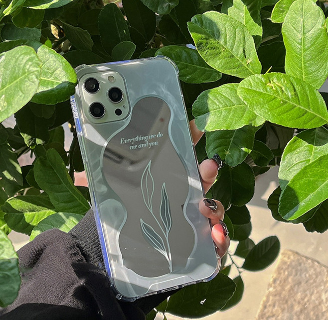 Ốp điện thoại gương chiếc lá chống sốc 4 góc cho IPhone