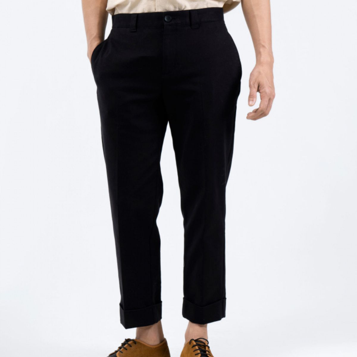 Quần Dài Kaki Nam Form Straight Crop