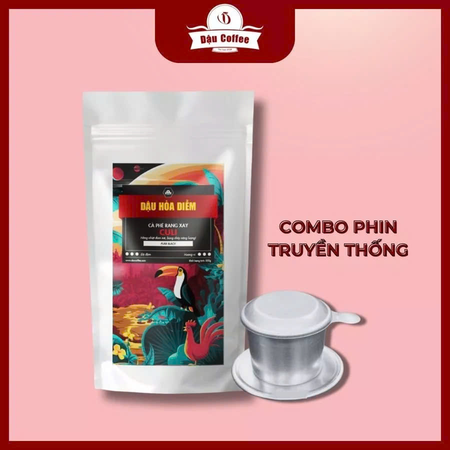 Combo Cà Phê Dậu Hoả Diễm (250/500g) + Phin Pha Cao Cấp