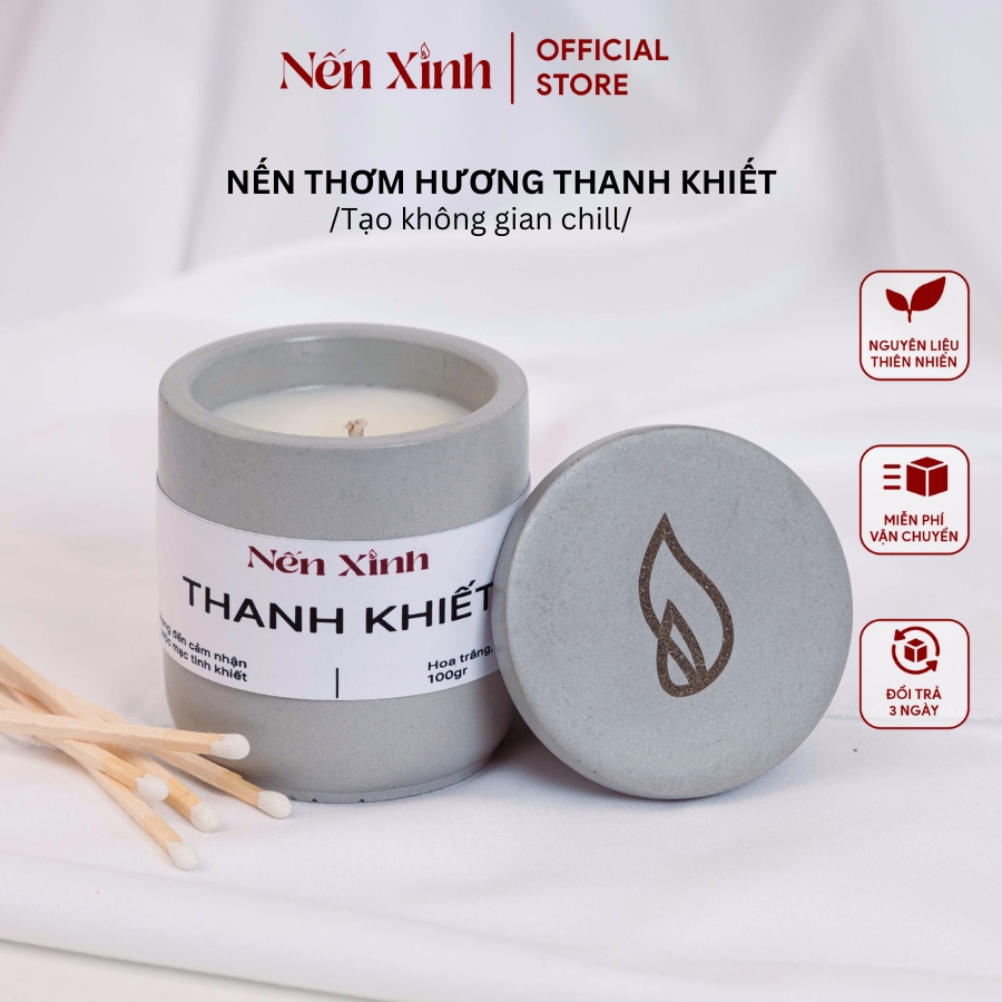 Nến Thơm Cao Cấp NẾN XINH Hương Thanh Khiết Dịu Dàng Và Tươi Mát Giúp Chill Giảm Stress