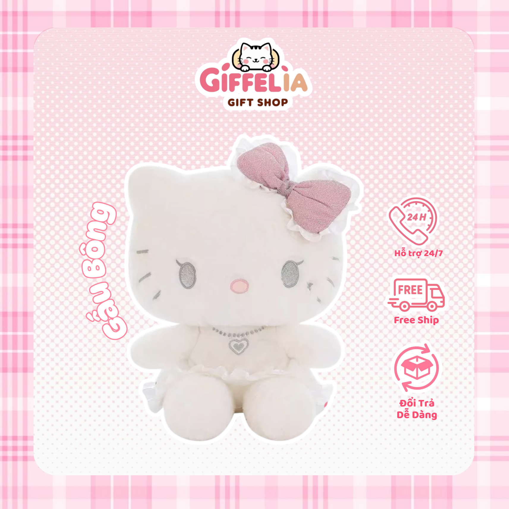 Gấu Bông Hello Kitty Siêu Dễ Thương – Giffelia