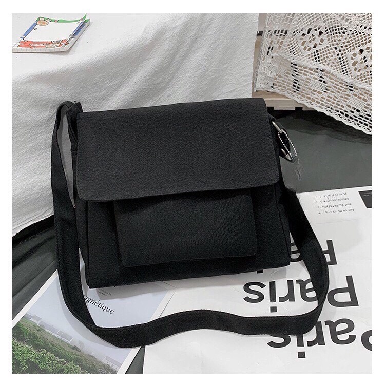 Túi Canvas Đeo Chéo TRUELY TOTES Phối Màu Đơn giản Đi Học Đi Làm Mẫu Mã Hàn Quốc TDC16