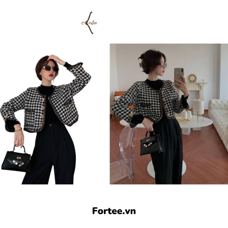 Áo Dạ Tweed CARO Dáng Ngắn Tiểu Thư