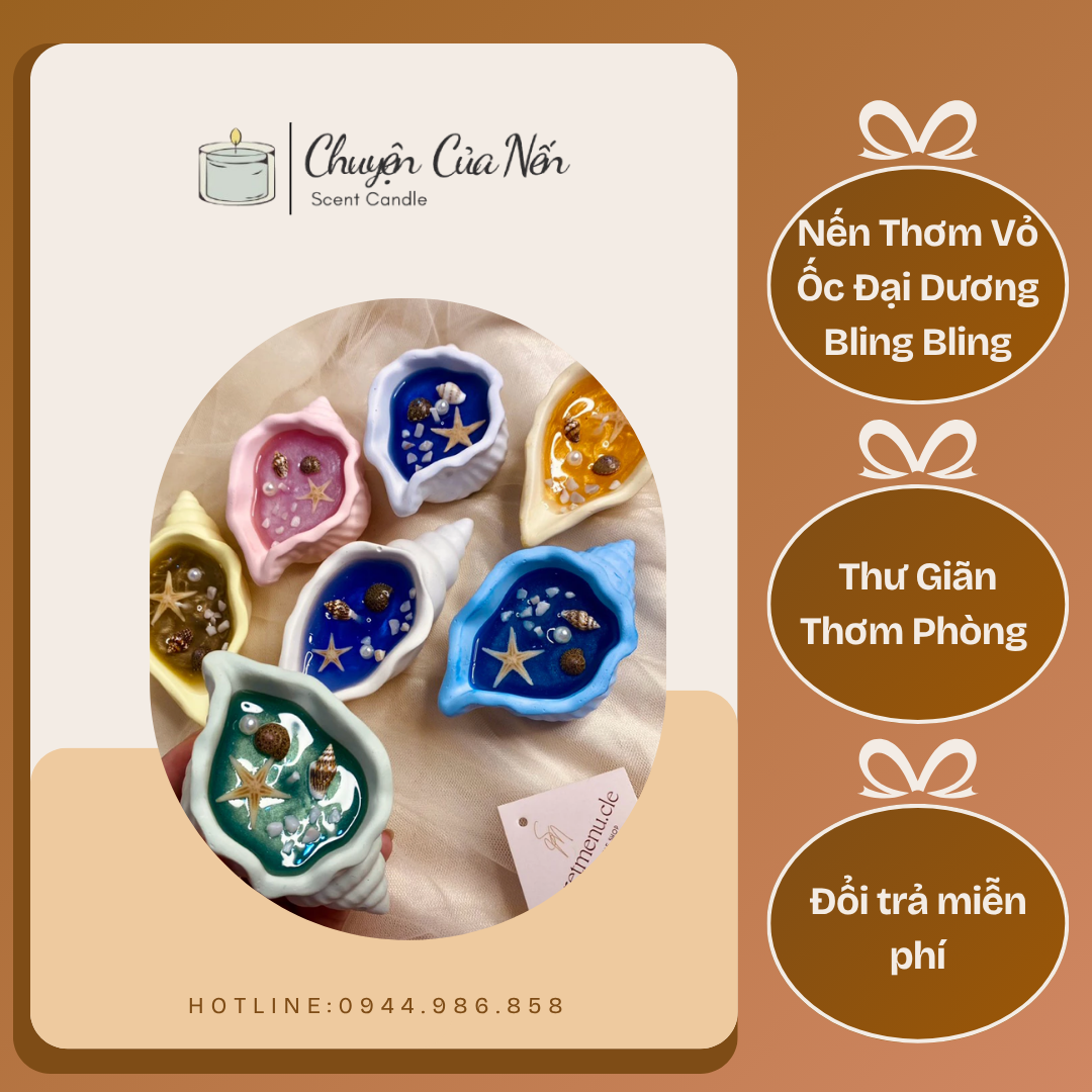 Nến Thơm Vỏ Ốc Đại Dương Bling Bling – Decor Handmade, Quà Tặng Thư Giãn – Chuyện của Nến