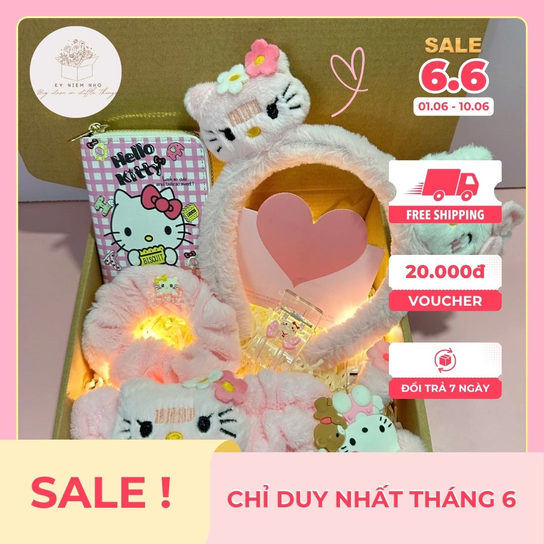 Kỷ Niệm Nhỏ - Box set quà vỉ kẹp Helo Kitty màu đỏ nhiều phụ kiện dành tặng bạn bè, người yêu, người thân siu dễ thương