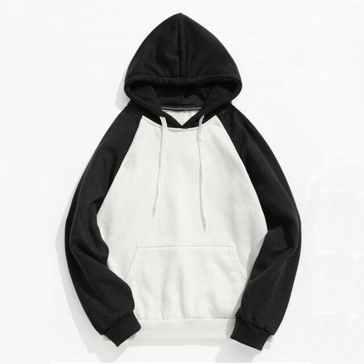 Áo Hoodie trắng phối tay đen