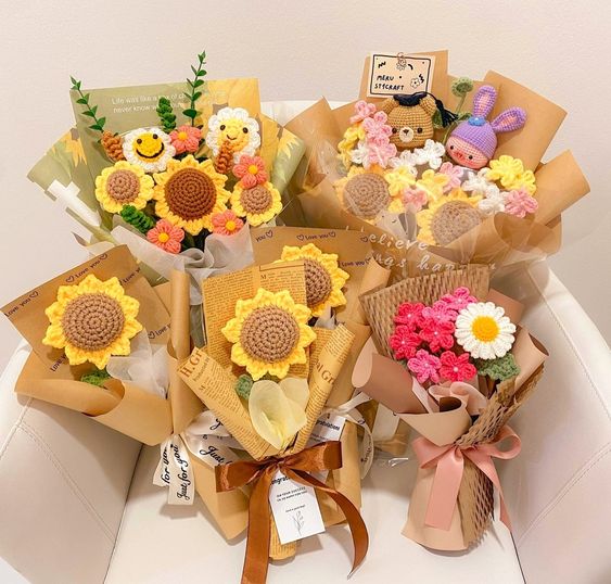 Bó Hoa Len Handmade dễ thương