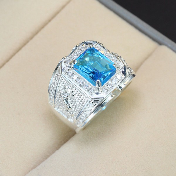 Nhẫn Titan nam mặt đá phong thủy hình con ngựa