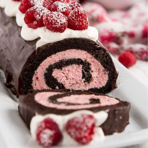 Raspberry Chocolate Roll Cake