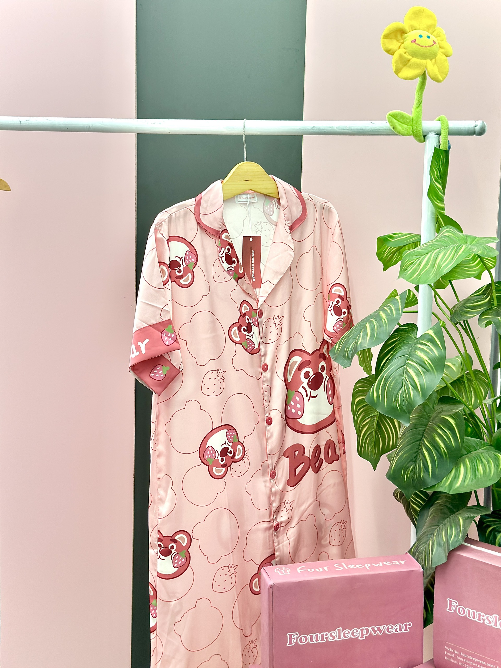 VÁY NGỦ PIJAMA GẤU DÂU