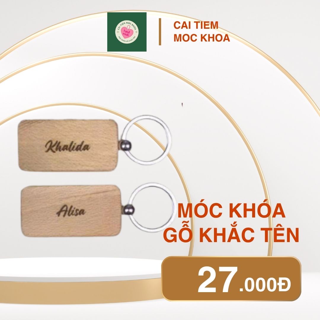 Móc Khóa Gỗ Khắc Tên Theo Yêu Cầu - Cái Tiệm Móc Khóa