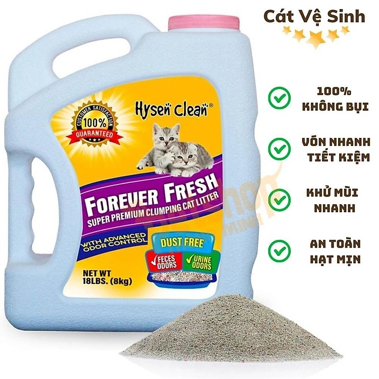 Cát Vệ Sinh Cho Mèo Cao Cấp Hysen Clean - Can Nhựa 8KG