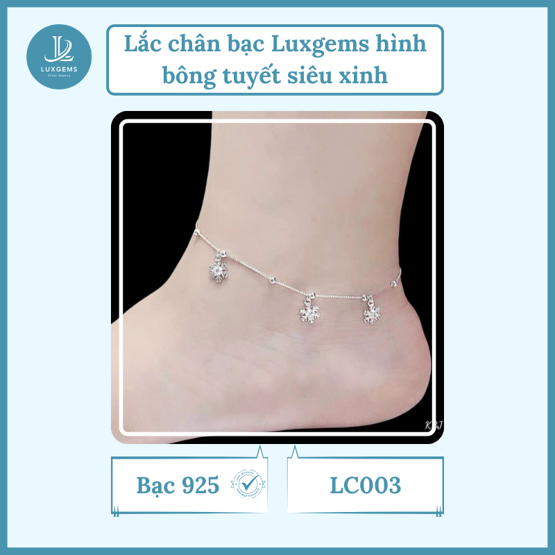Lắc chân bạc Luxgems hình bông tuyết siêu xinh_LC003