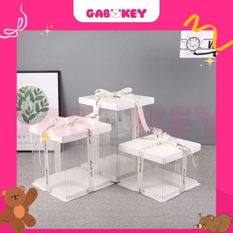 Hộp mica vuông đựng gấu bông