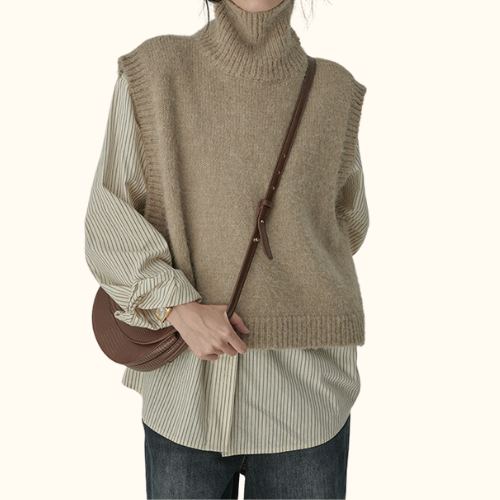 Set Bộ Sơ Mi Với Áo Len Cổ Lọ | Unnie Sơ Mi