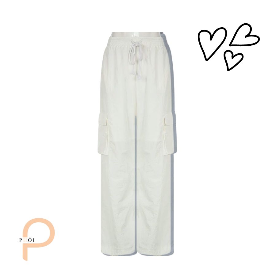 Quần ống rộng túi hộp trắng